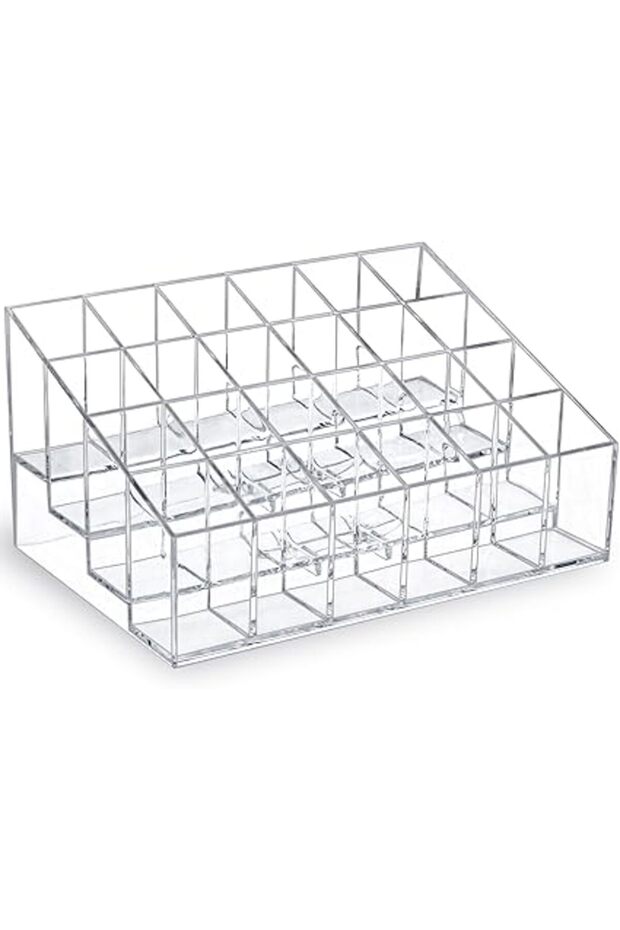 MOSIKER Lipstick Organizer,Small Clear Plastic Compact Lip Gloss Chapstick Perfume Sample Mascara Ho