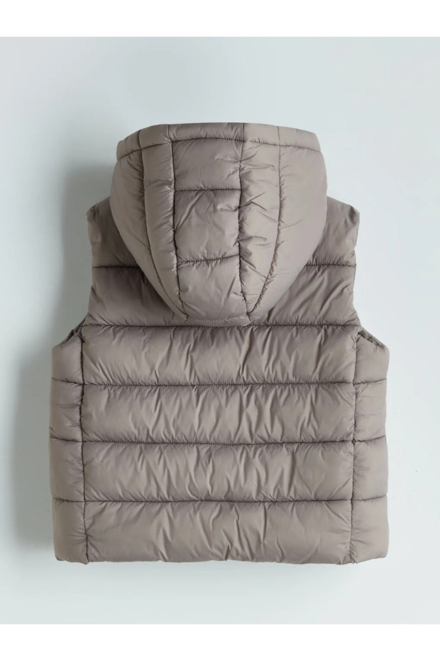 Lcw Kidsbrown Hooded Girl's Puffer Vest