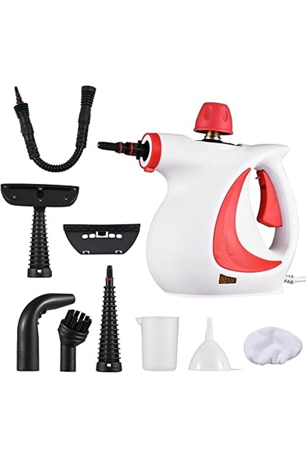 XISICIAO Handheld Pressurized Steam Cleaner with 9 pcs Accessories, Portable Steamer for Cleaning, S