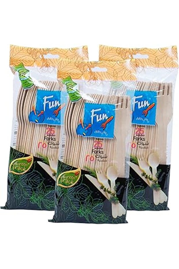 FUN BY AL BAYADER Art Promopack Eco Friendly Disposable Wooden Fork Set- Heavy Duty Cutlery Utensil