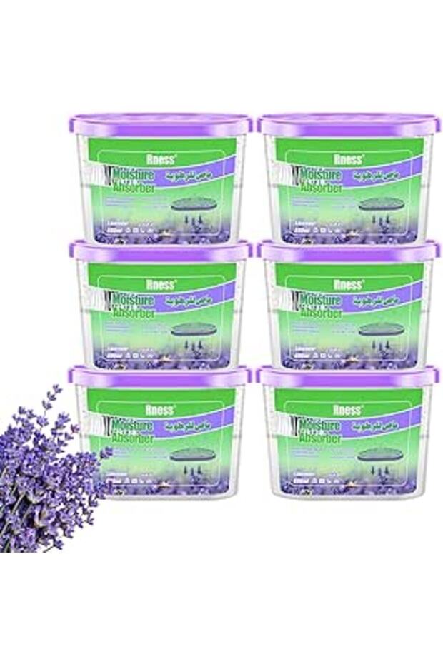 Rness Lavender-Scented Moisture Absorber Boxes,6 Pack Humidity Absorber for Closet Wardrobe Kitchen