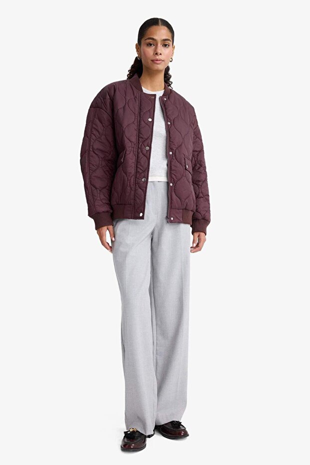 Su Geçirmez Regular Fit Çıtçıtlı Fermuarlı Kapitoneli Mont F2814AX25WN - 6