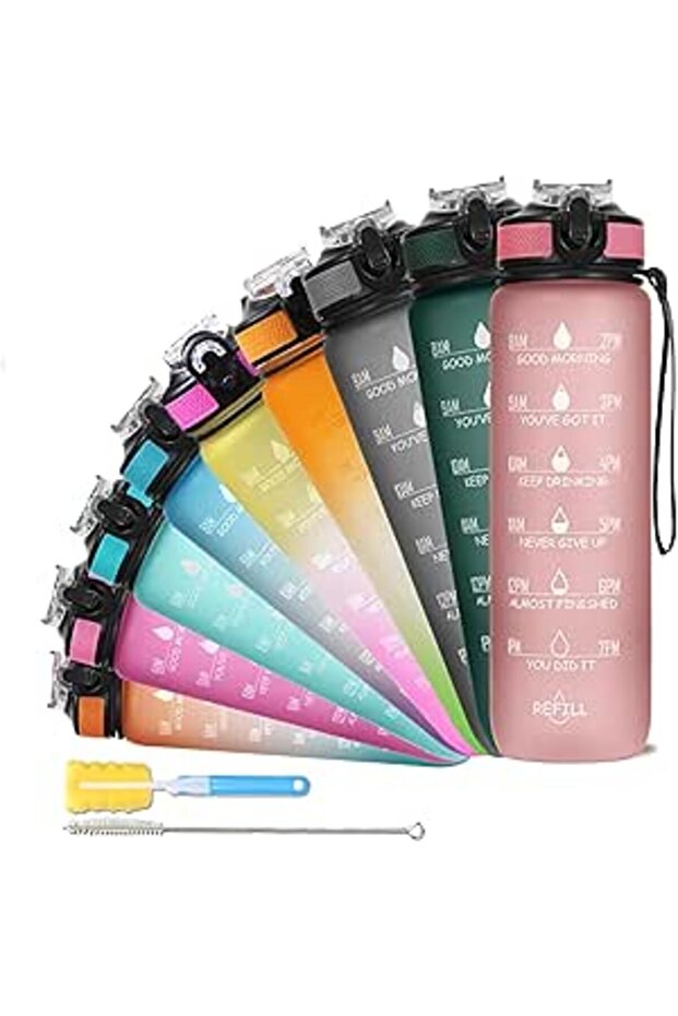 OLARA Unbreakable Water Bottle with Motivational Time Marker, Sipper Bottle with Straw for Gym Offic