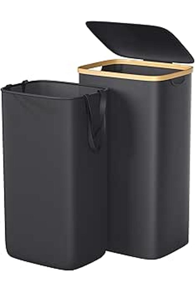 Kuject 100L Laundry Basket with Lid, Waterproof Large Laundry Hamper and Removable Bag, Collapsible