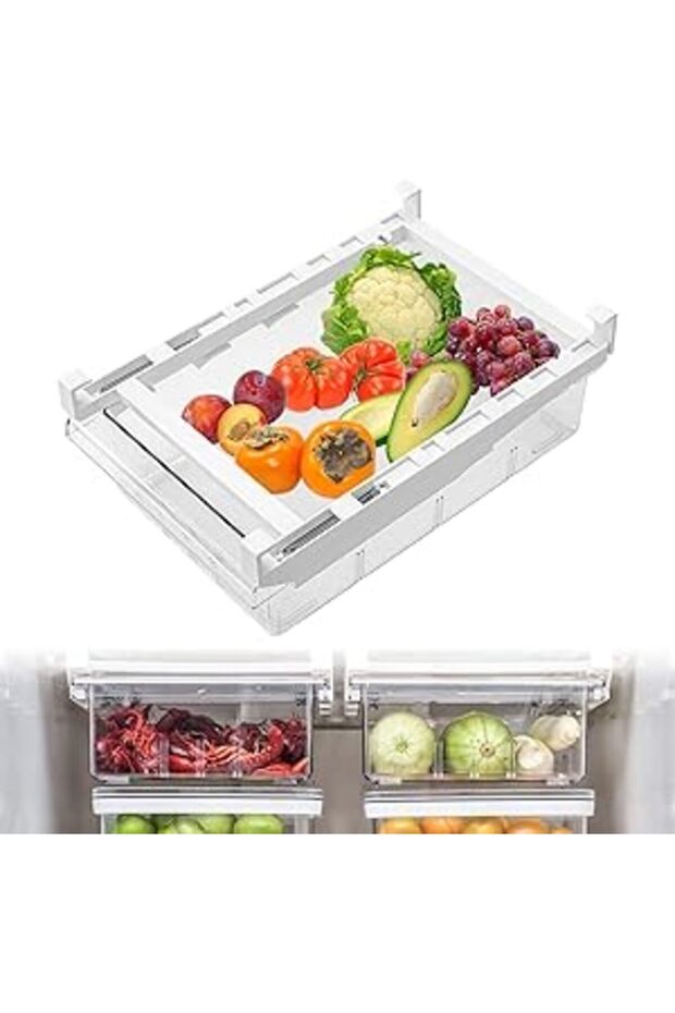 TERRIFI Refrigerator Organizer Bins, Pull-out Fridge Drawer Organizer Bins, Kitchen Refrigerator Sto