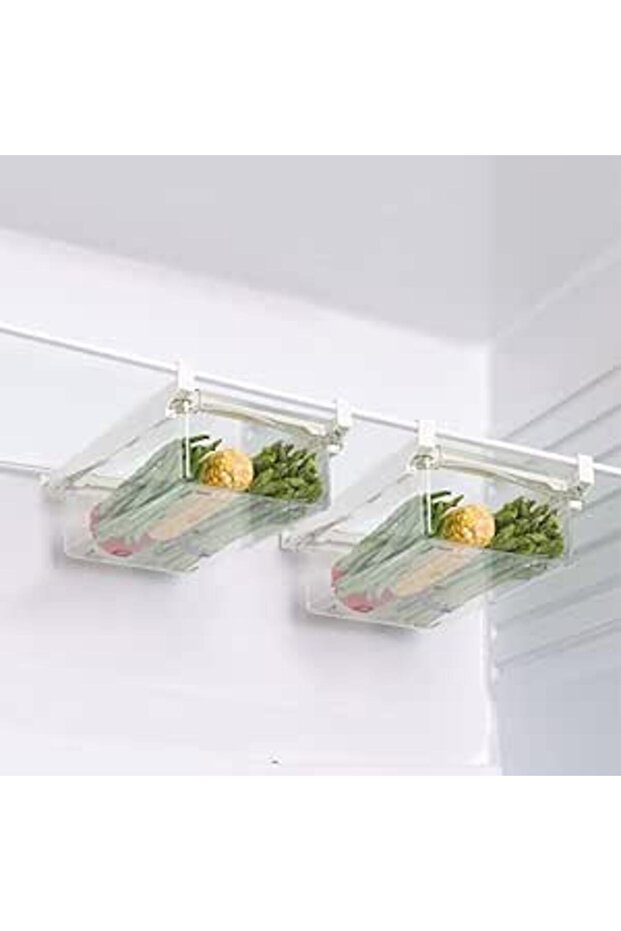 2 pcs Fridge Drawer Organizer, Refrigerator Organizer Bins, Freely Pullable Refrigerator Storage Box