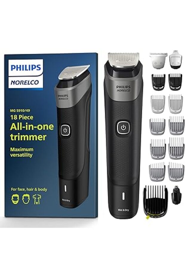 NEW Philips Norelco Multigroom Series 5000 18 Piece, Beard Face, Hair, Body and Intimate Hair Trimme