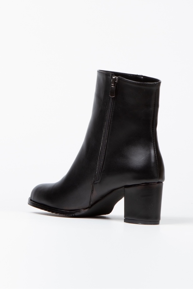 FELİ SİYAH DERİ 5 CM TOPUKLU BOT - 4