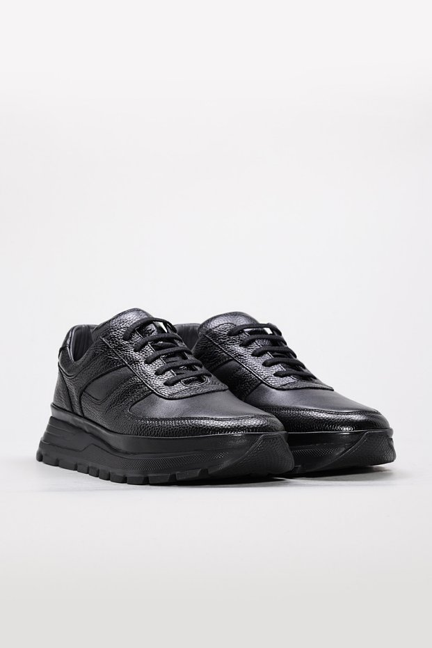 Black Inside and Outside Genuine Leather Lace-Up Eva Sole Quality Men's Casual Shoes Tg09214131