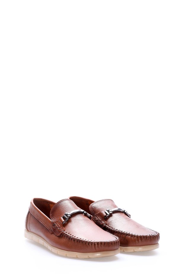 Tan Inside and Outside Genuine Leather Rubber Sole Buckle Men's Loafer Shoes Tg0962813516