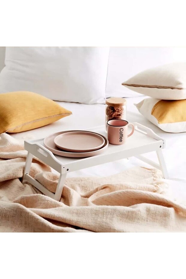 صينية سرير بيضاء أنيقة قابلة للطي - 1