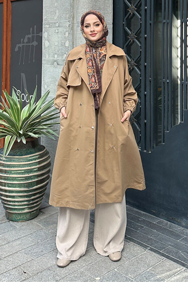Maya Çıtçıtlı Trençkoot - Camel - 1