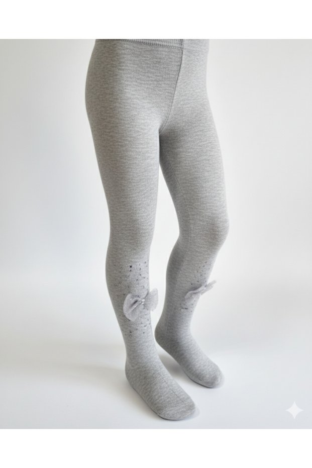 Baby Girl Children's Pantyhose Cotton Stoned Bowknot Scented Gray