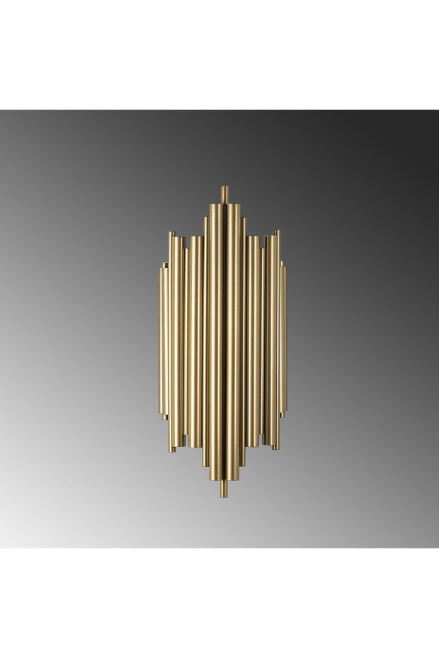 Rustik Metal Boru Tekli Duvar Aplik Parlak Gold, Ambiyans Duvar Aydınlatma REIS-13341 - 6