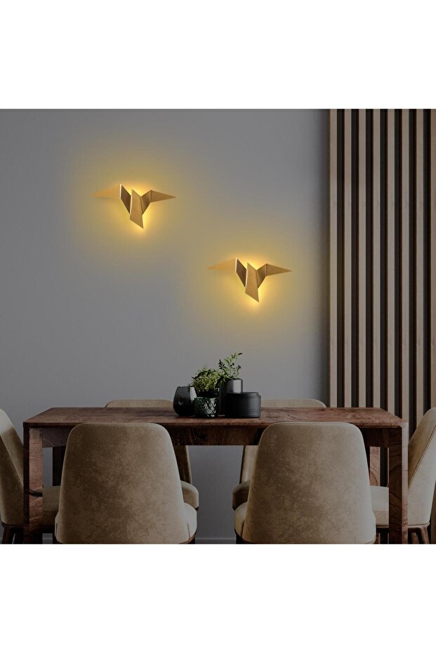 Bird Figure Modern Led Sconce Shiny Gold, Ambience Single Wall Led Lighting 3000K Yellow Light