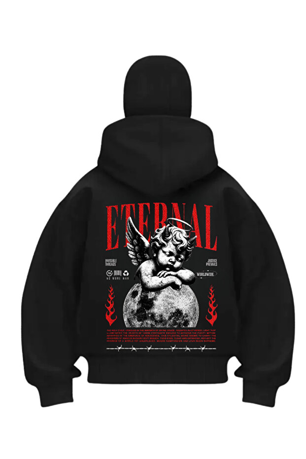 سترة كارديجان سوداء مطبوعة من Eternal بتصميم الساموراي