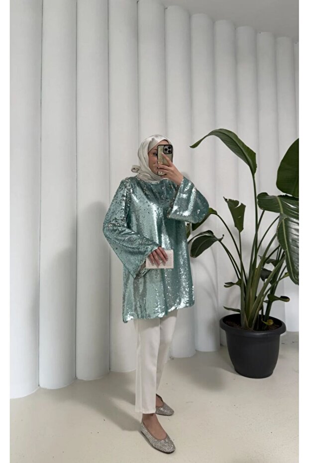 MİNT PAYET BLUZ - 1