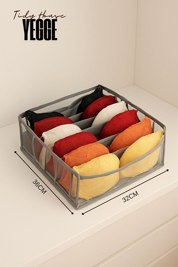 Gray Transparent Bra Organizer 36 X 32 X 12 cm In-Cabinet Bra Organizer Drawer Bra Organizer