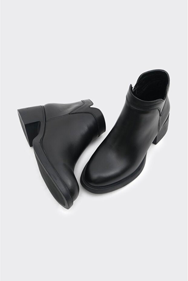 Hakiki Deri Fermuarlı Kadın Bot - 5