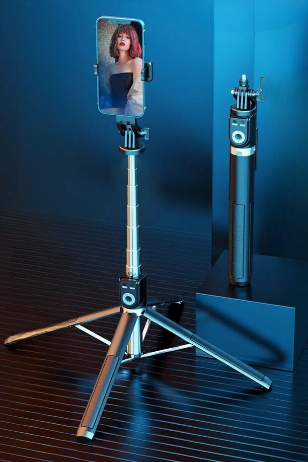 2 in 1 2.2m Extending Selfie Stick with Remote Control Tri with Camera and Phone Attachment - 5