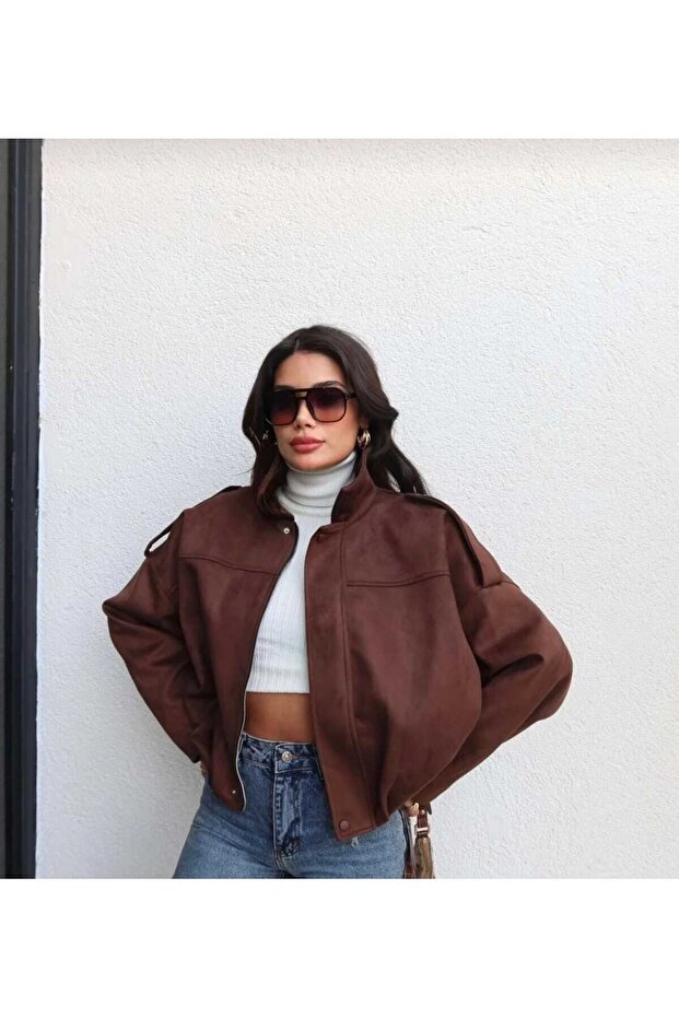 Süet Görünümlü Bomber Ceket - 1