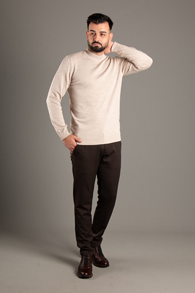 Erkek Bej Basic Balıkçı Triko - 2