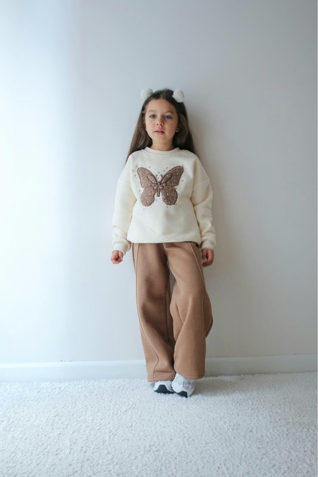 Girls' Set, Top and Bottom Set, 3-Thread Ribbed Fabric, Winter Quality, with Lycra and Cotton Fabric. - 2