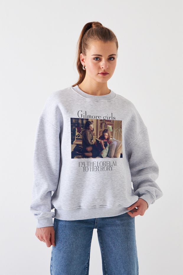 Women's Oversize Fit Sweatshirt Gilmore Girls Printed – Crew Neck, 3 Thread Fleece