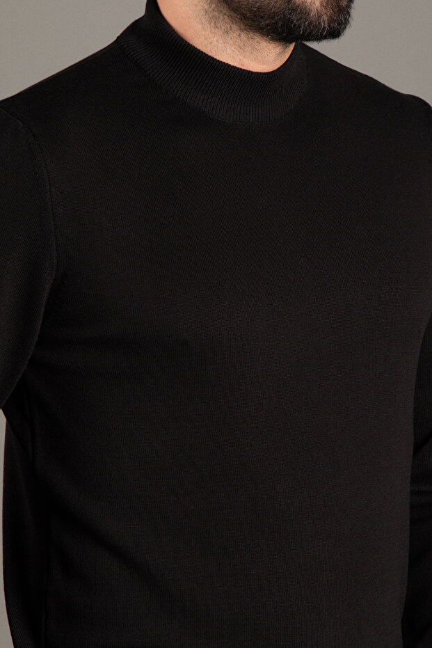 Erkek Siyah Basic Balıkçı Triko - 3