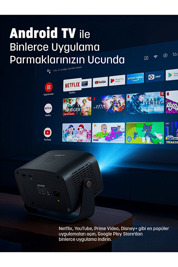 4K Smart Cinema Portable Projector (Auto Focus / Android) Türkçe Menü - 2