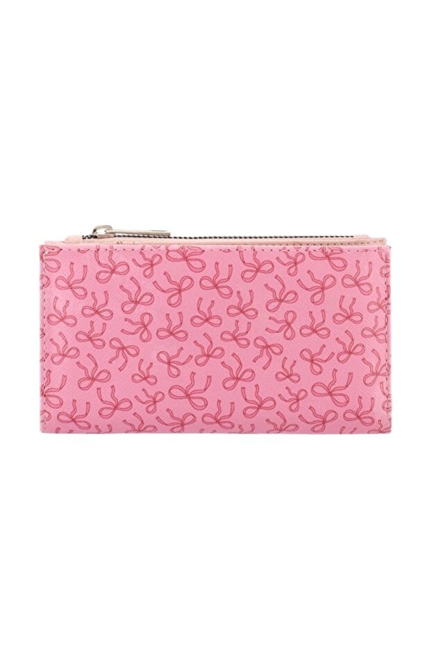 Pink Bow Patterned Wallet - 1
