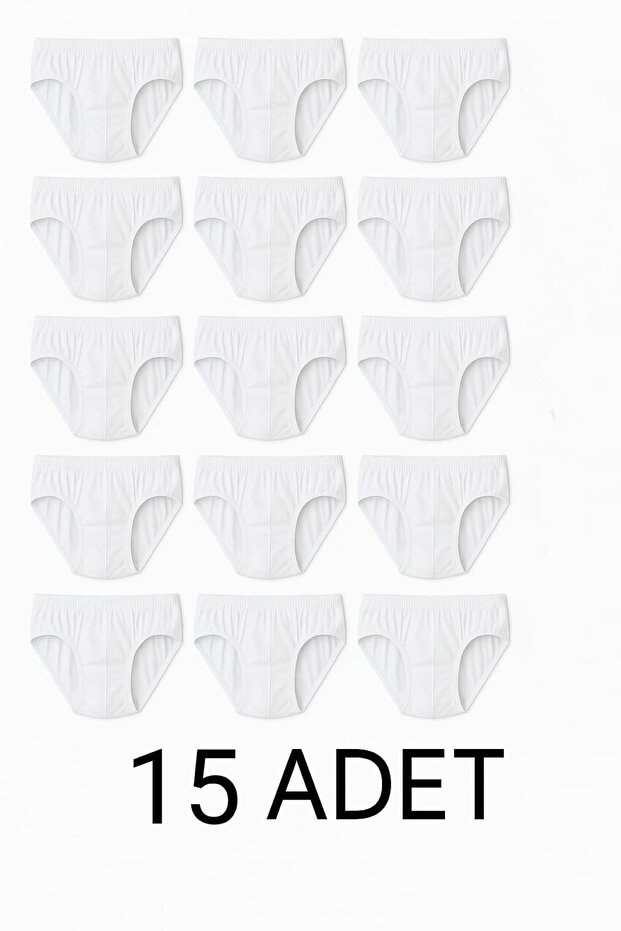15 Pieces 100% Cotton White Men's Briefs – Breathable, Comfortable Fit