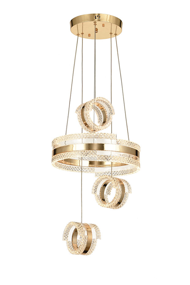 Savona 3 Lü Dimmer Kumandalı 3 Renk Ledli (SARI-BEYAZ-GÜN IŞIĞI) Modern Akrilik Avize -gold - 2