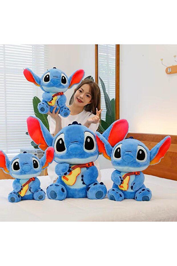 Stitch Peluş Oyuncak Dev Büyük Boy-Gitar Çalan Model - 5