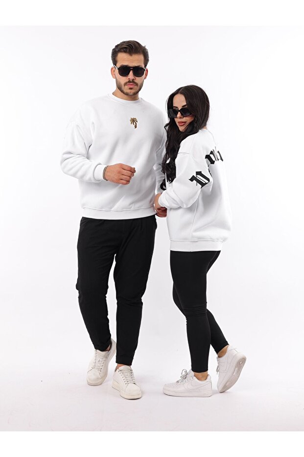Palm Angels 3 Thread Raised Crew Neck Sweatshirt