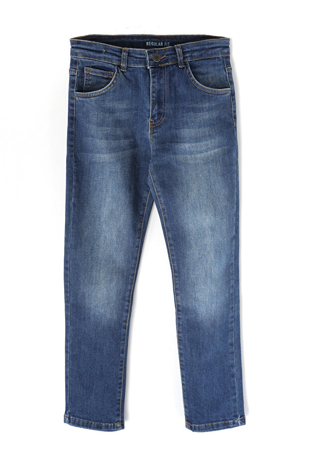 Boy's Regular Fit. Pipe Leg Denim Trousers Blue Color Boys Jeans