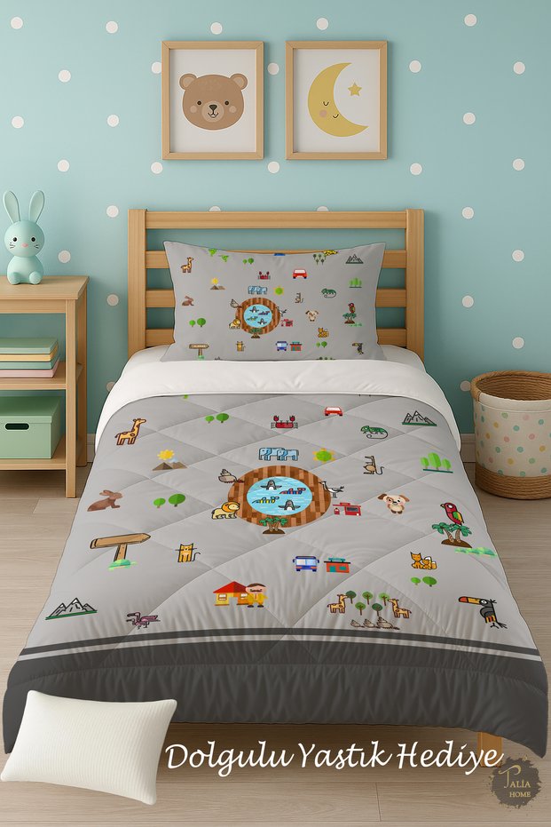 Cute Tutorial Patterned Single Children's Quilt Sleeping Set Tlag-193