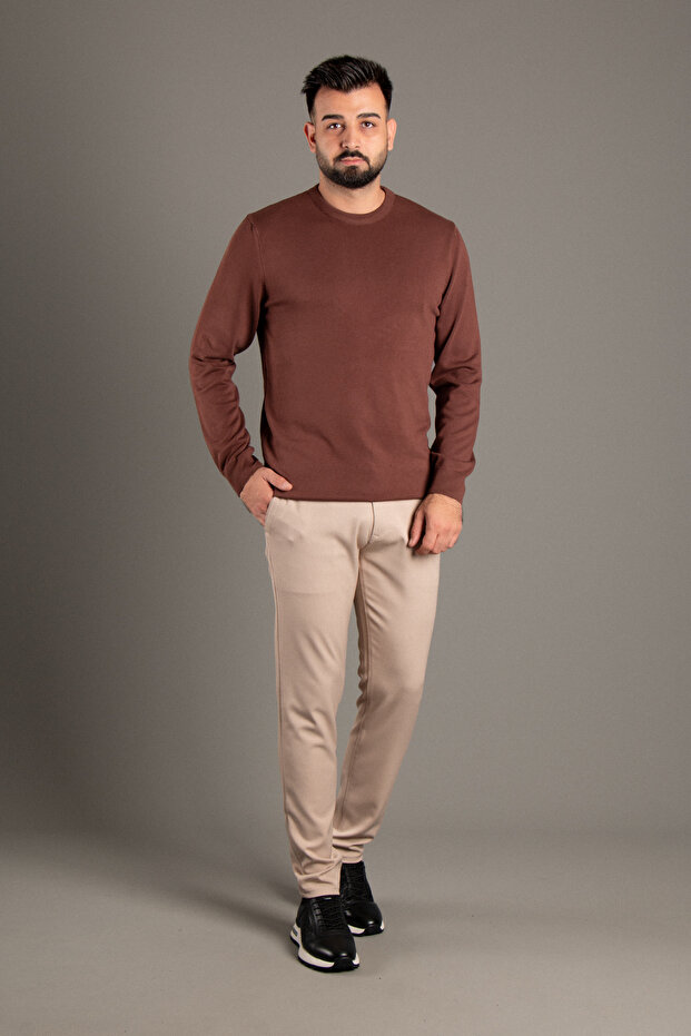 ERKEK KAHVE BASİC O YAKA TRİKO - 2