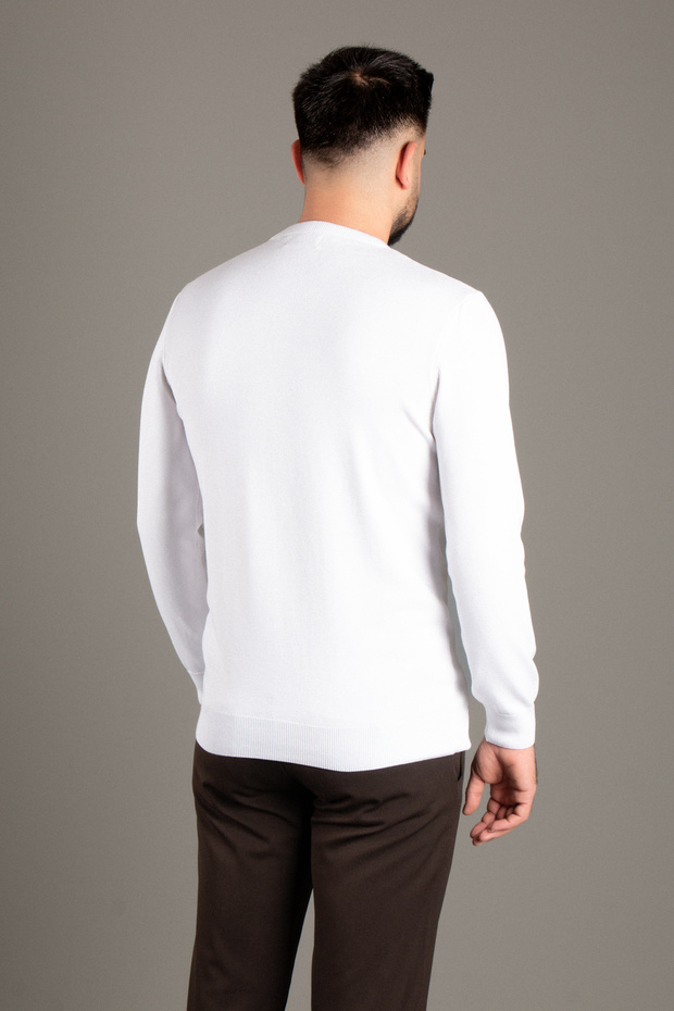 ERKEK BEYAZ BASİC O YAKA TRİKO - 5