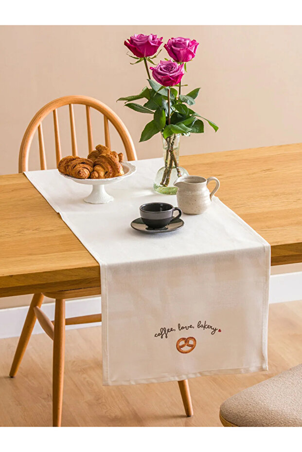 LCW HOME Ekru Yazı Nakışlı Runner 45x150 Cm - 2