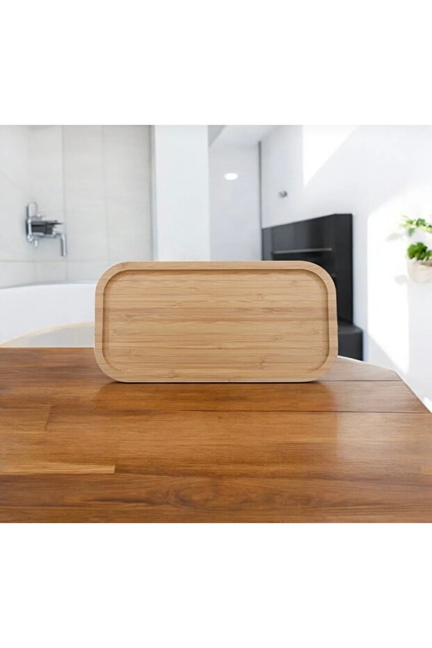 طبق تقديم مستطيل من الخيزران مقاس 25×14 سم - 3