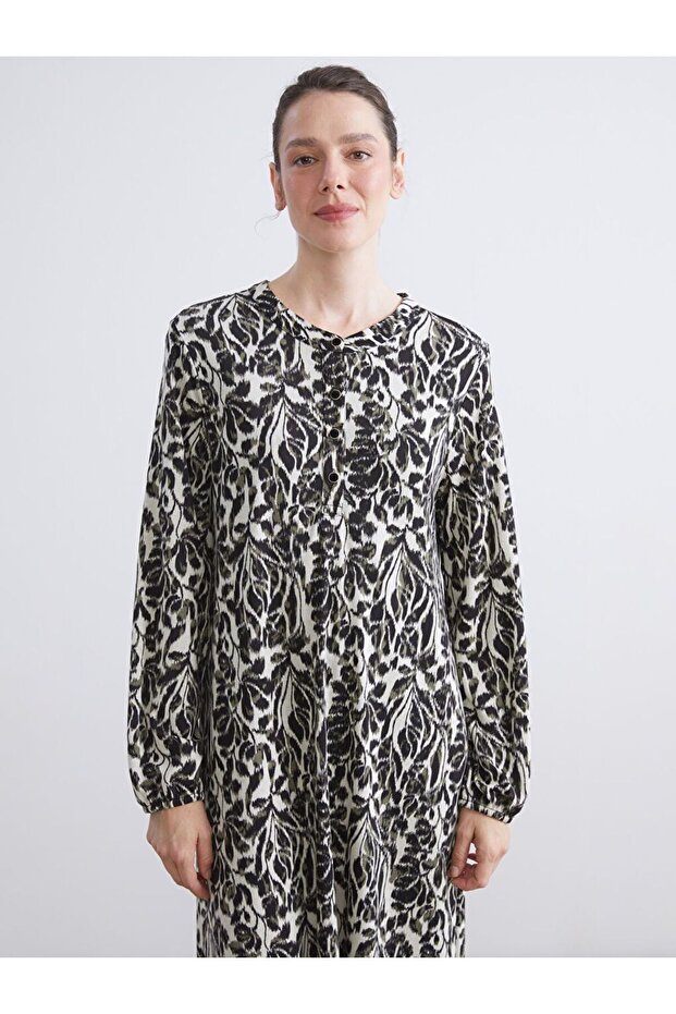 LCW Grace Bisiklet Yaka Desenli A Kesim Elbise - 2