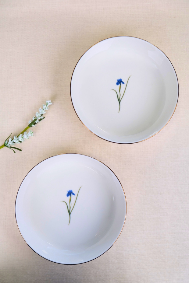 Tabak Evi Porcelain Natura Iris Gold Gilded Bowl 20,50X5Cm 1170Cc 2 Pieces