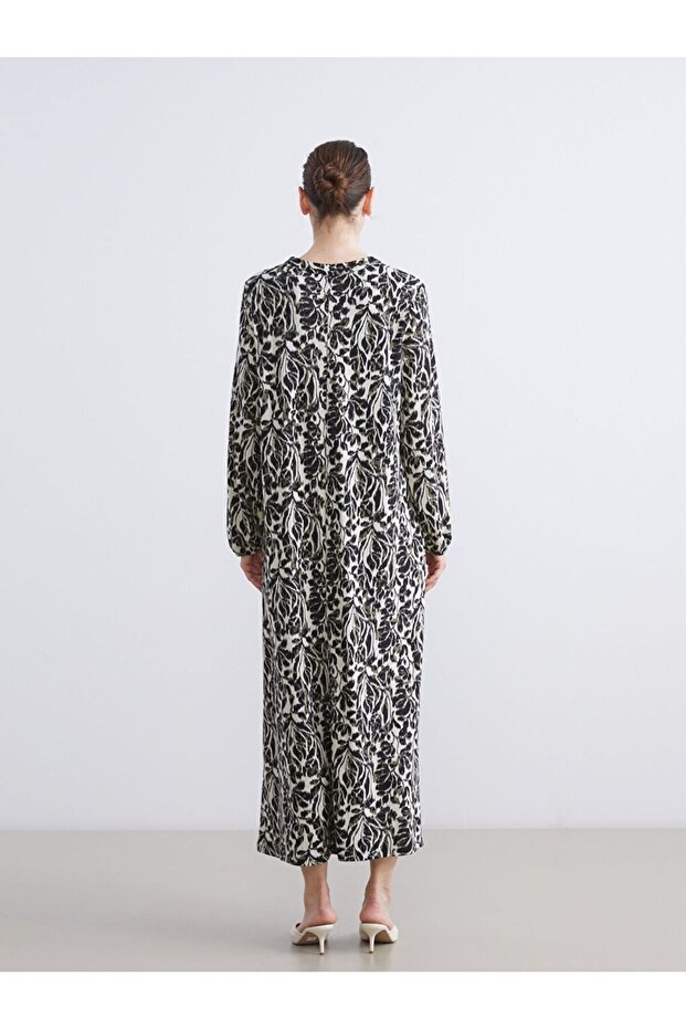 LCW Grace Bisiklet Yaka Desenli A Kesim Elbise - 4