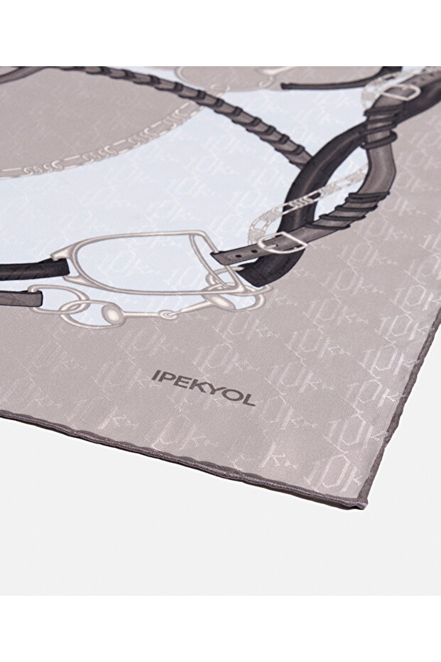 Desenli %100 ipek eşarp - 2