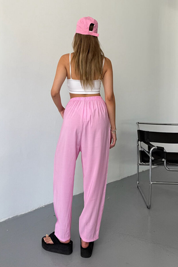 Kadın Lyocell Dokuma Beli Lastikli Çımalı Şalvar Pantolon 4042 - 7