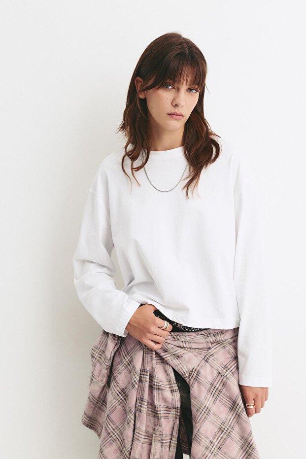 Boxy uzun kollu tişört - 2