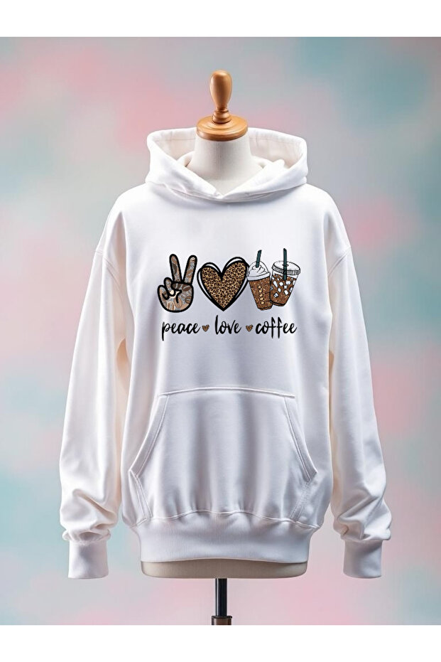 Printed Cotton 3 Thread Oversized White Sweatshirt
