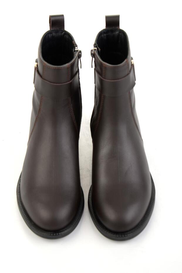 Kahve Hakiki Deri Kadın Bot & Bootie K02724560303 - 4