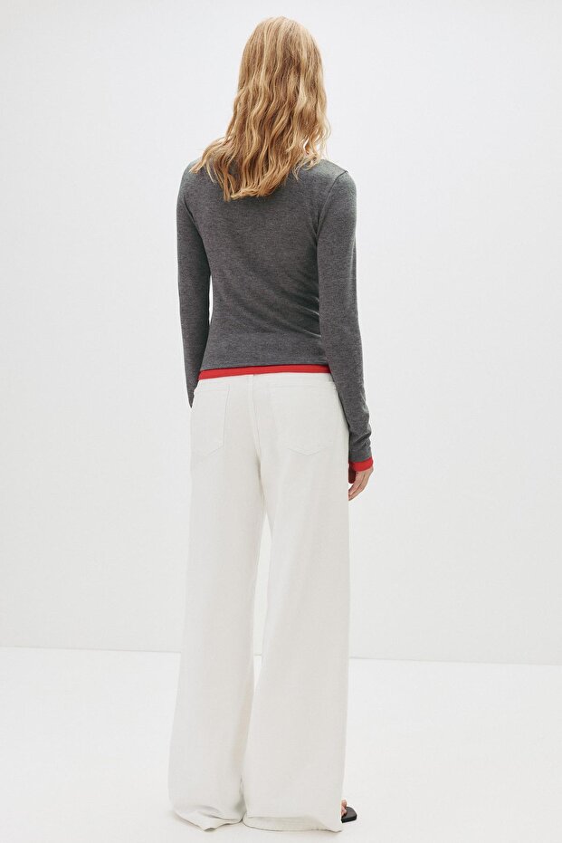 Çift katlı uzun kollu tişört - 4